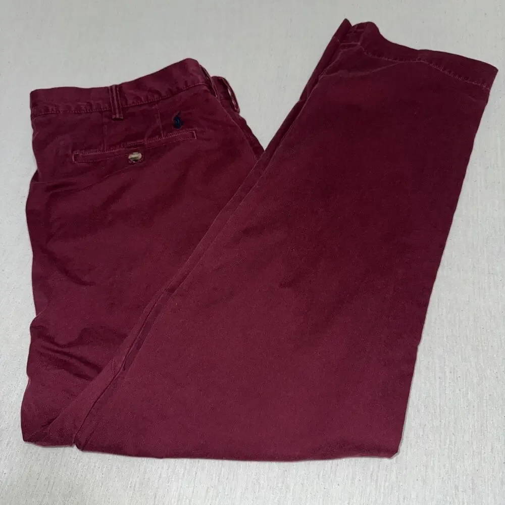 Polo Ralph Lauren Mens Stretch Straight Fit Chino Pants Burgundy 38x30 EUC